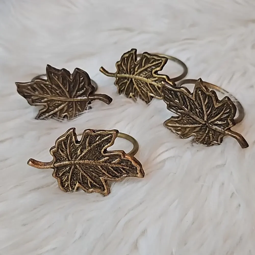 Bronze Metal Maple Leaf Napkin Set of 4